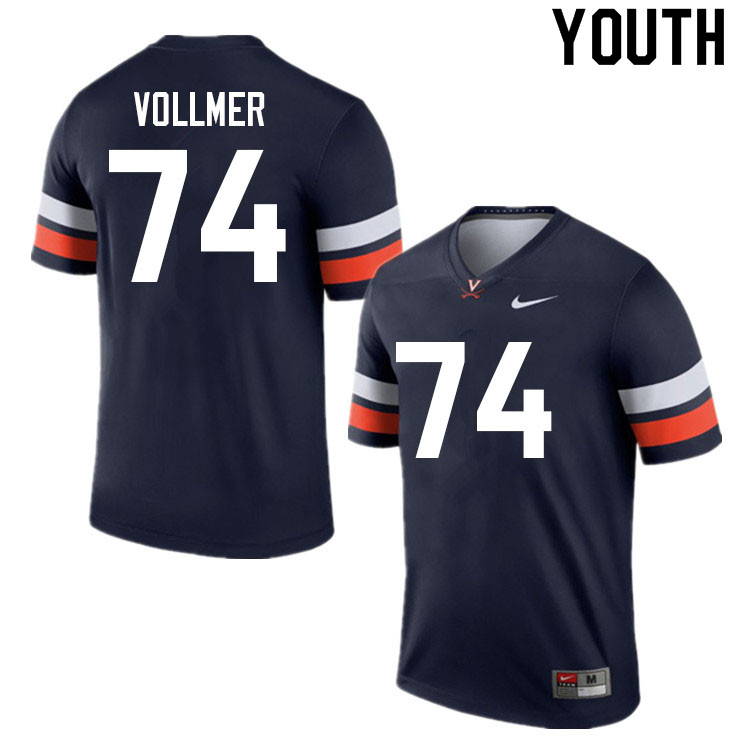 Youth #74 Gerrik Vollmer Virginia Cavaliers College Football Jerseys Sale-Navy